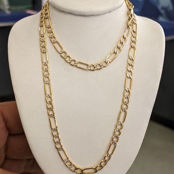 10kt Real Gold Figaro Diamond cut chain 4.5mm 24 inch